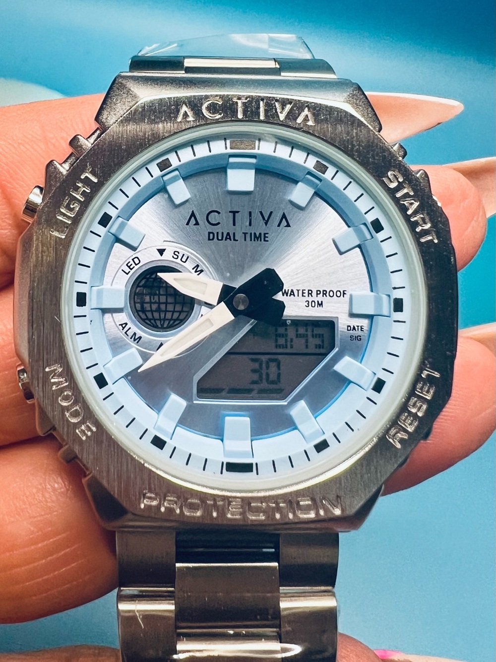 Activa Signal X Invicta Digital Essentials Watch 45.5mm Silver Blue ACWM423-003